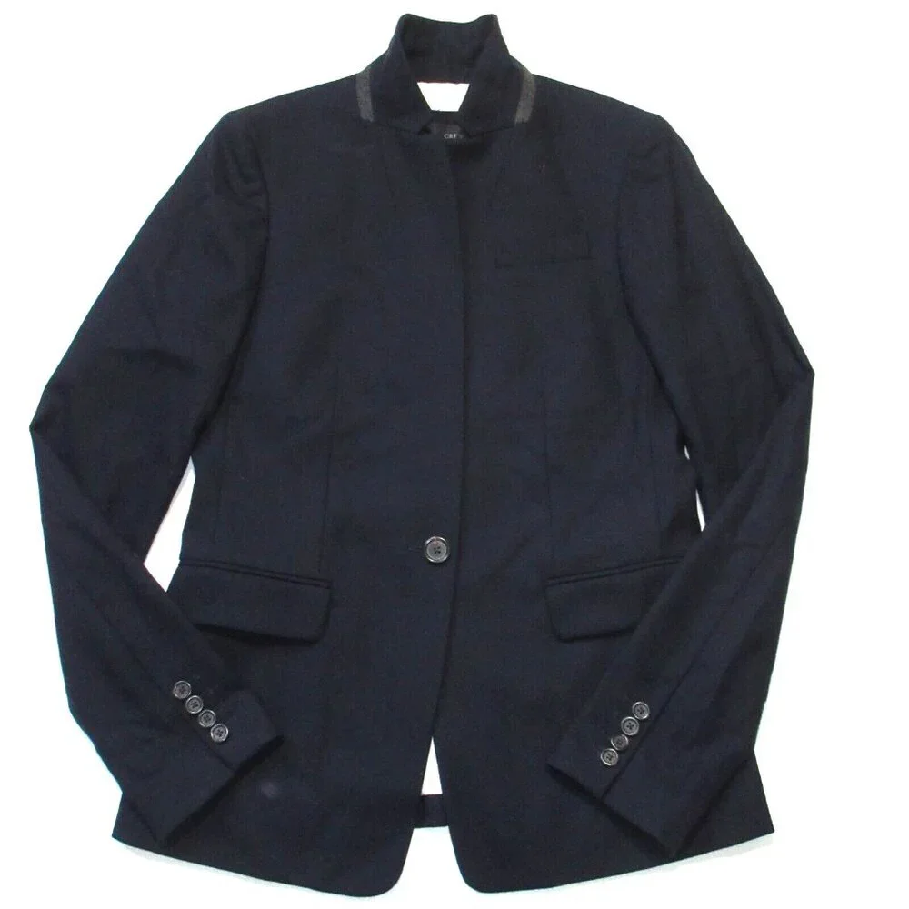 NWoT J.Crew Regent Blazer in Navy Wool Flannel Single Button Jacket 4T $198